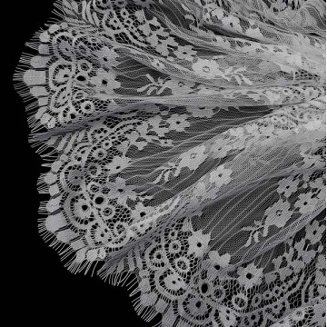 Кружево Zira шантильи белое, шир 30 см - furnitura.com.ua