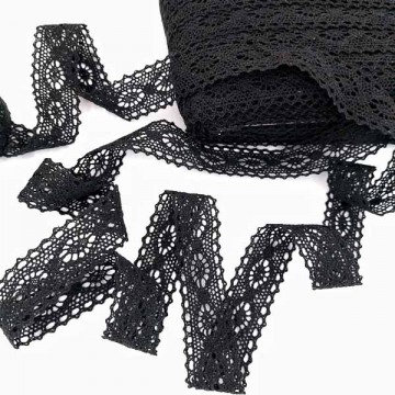 кружево кроше черное , шир 3 см МУ-121 100 ярд - furnitura.com.ua