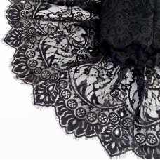 Кружево Zira шантильи, черное 30 см | furnitura.com.ua