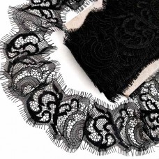 Кружево Zira шантильи, черное 5 см, арт J109 | furnitura.com.ua