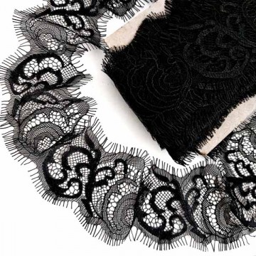 Кружево Zira шантильи, черное 5 см, арт J109 - furnitura.com.ua