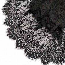 Кружево Zira шантильи, черное 35 см | furnitura.com.ua