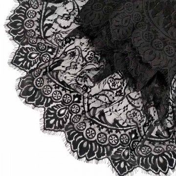 Мереживо Zira шантильї, чорне 35 см - furnitura.com.ua