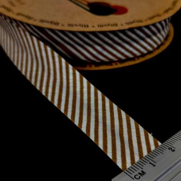 Коса бейка чорно-бежева ялинка х/б, 2 см - furnitura.com.ua