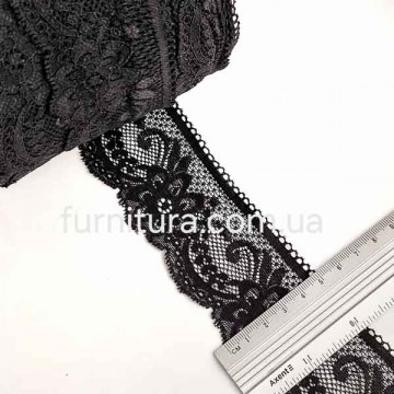 Кружево стрейч черное, 5 см - furnitura.com.ua
