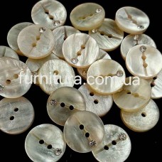 гудзик F L26/2 уд, світло-беж перламутрова+стразик, уп.100 шт | furnitura.com.ua