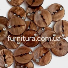 гудзик F L26/2 уд, капучіно перламутрова+стразик, уп.100 шт | furnitura.com.ua