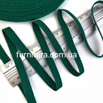 Тесьма х/б (кіперна) темно-зелена, 10мм - furnitura.com.ua