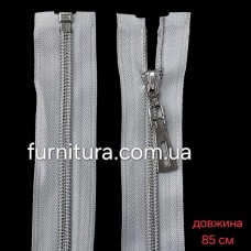 Блискавка 85 см  біла+срібло | furnitura.com.ua