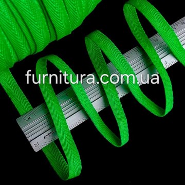 тасьма кіперна х/б 10 мм, неон салат № 104 (300м) - furnitura.com.ua