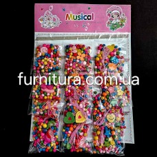 Набор деревянных бусин + резиночка | furnitura.com.ua