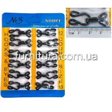 Пришивные крючки в оплетке черные, 35мм | furnitura.com.ua