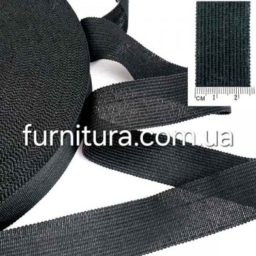 Тесьма метиновая (окантовочная) черная, 25 мм - furnitura.com.ua