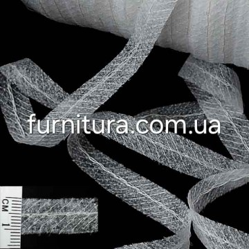 кромка флизелиновая белая с усилителем строчки, 1.2 см - furnitura.com.ua