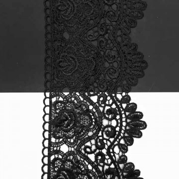 кружево Zira вязаное черное, 12-14 см - furnitura.com.ua