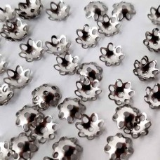 Шапочка для бусин 8мм, серебро, 200 шт | furnitura.com.ua