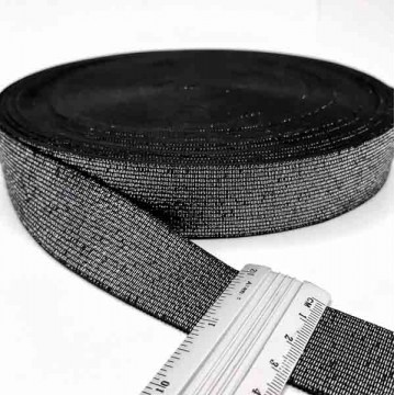 Резинка білизняна чорна+люрекс срібло, 3 см - furnitura.com.ua