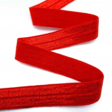 Стрейч бейка пополамка красная №012, 16 мм | furnitura.com.ua