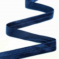 Стрейч бейка пополамка темно-синяя №025, 16 мм | furnitura.com.ua