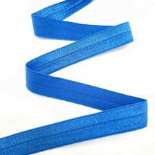 Стрейч бейка пополамка синяя №027, 16 мм