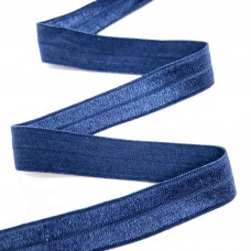 Стрейч бейка пополамка темно-синяя №026, 16 мм | furnitura.com.ua