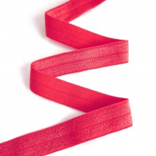 Стрейч бейка пополамка красная №011, 16 мм  | furnitura.com.ua