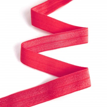 Стрейч бейка пополамка красная №011, 16 мм - furnitura.com.ua