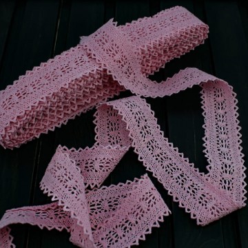 Кружево Кроше розовое, 4 см - furnitura.com.ua