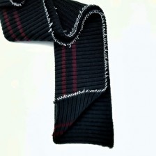 Резинка довяз, чорна +2 бордові смужки