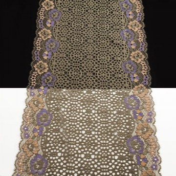 Кружево Италия арт.113 темн хаки+мульт, шир 20 см, боб 10 м - furnitura.com.ua