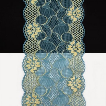 Кружево Италия арт.152 син+св желт, шир 16 см, боб 10 м - furnitura.com.ua