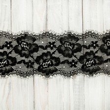 мереживо ТТ стрейч, чорне, 7 см