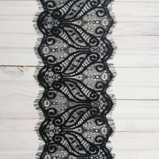 кружево ТТ шантильи, черное 13 см | furnitura.com.ua