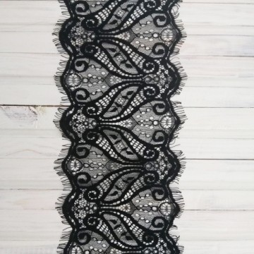 кружево ТТ шантильи, черное 13 см - furnitura.com.ua