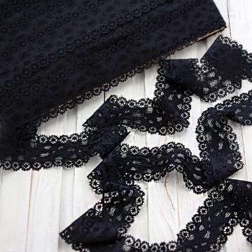 кружево французское черное, 3 см - furnitura.com.ua