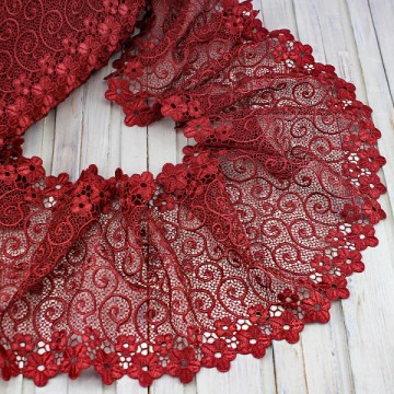 мереживо французьке рішельє, червона цегла, 17 см - furnitura.com.ua