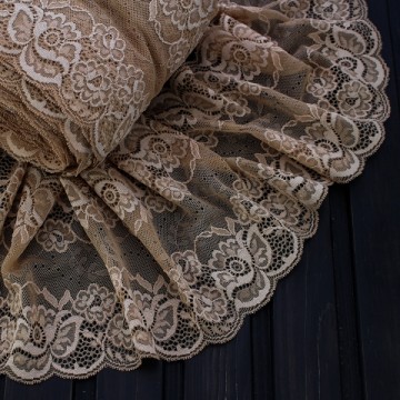 кружево французское бежевое, 15 см - furnitura.com.ua