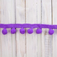 Стрічка з помпонами темно-бузкова, 2см