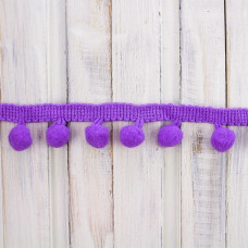 Стрічка з помпонами темно-бузкова, 2см | furnitura.com.ua