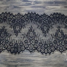 кружево Zira шантильи, черное 23 см | furnitura.com.ua