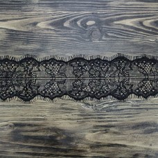 кружево Zira шантильи, черное 8 см | furnitura.com.ua