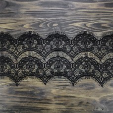 кружево Zira шантильи, черное 13 см | furnitura.com.ua