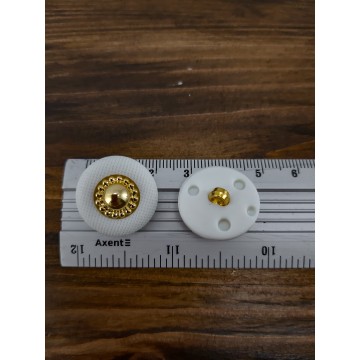 гудзик F L30/ніжка, комбінована біла+золото,уп.100 шт - furnitura.com.ua