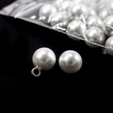 Ґудзик перлинка біла на металевій ніжці | furnitura.com.ua