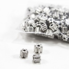Бусины ребристые, никель | furnitura.com.ua
