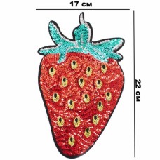 Аплікація клейова Полуниця, з паєток 17х22 см | furnitura.com.ua