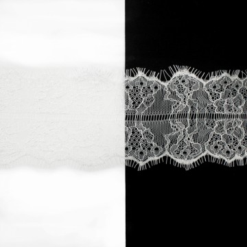 Кружево Zira шантильи арт.069,белое,шир. 8 см, купон 3 м - furnitura.com.ua