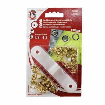 Кнопка свингер золота+інструмент для встановлення, 10 мм - furnitura.com.ua