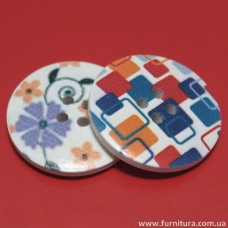 Пуговица деревянная круглая D30мм (бел.) | furnitura.com.ua