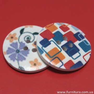 Пуговица деревянная круглая D30мм (бел.) - furnitura.com.ua